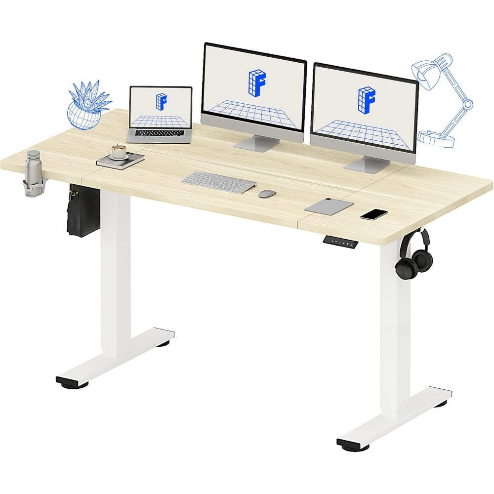 Desk Setup Organizer - FLEXISPOT Bureau debout électrique 63x32 pouces,