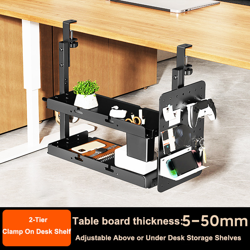 Desk Setup Organizer - Étagère à 2 niveaux à fixer