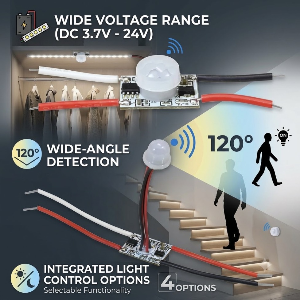 Desk Setup Led Strip - Détecteur de mouvement PIR 5V/12V/24V avec
