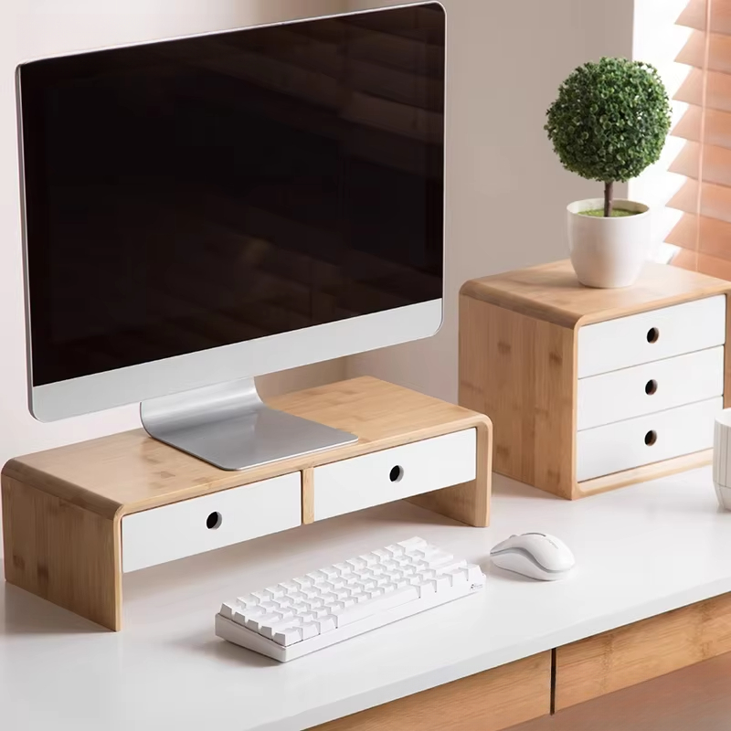 Desk Setup Organizer - Support de moniteur d'ordinateur portable en