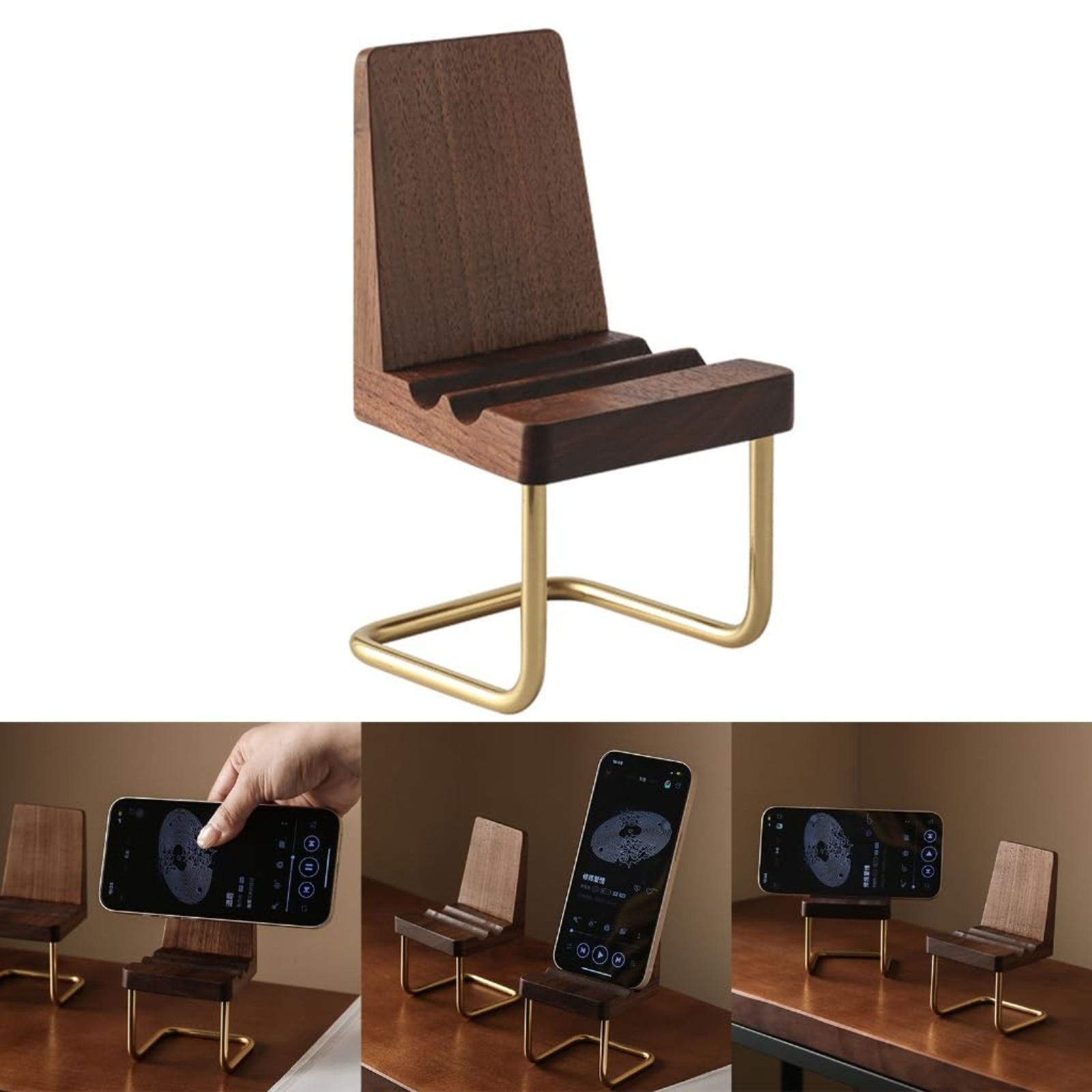 Desk Setup Natural - Support de téléphone en bois de