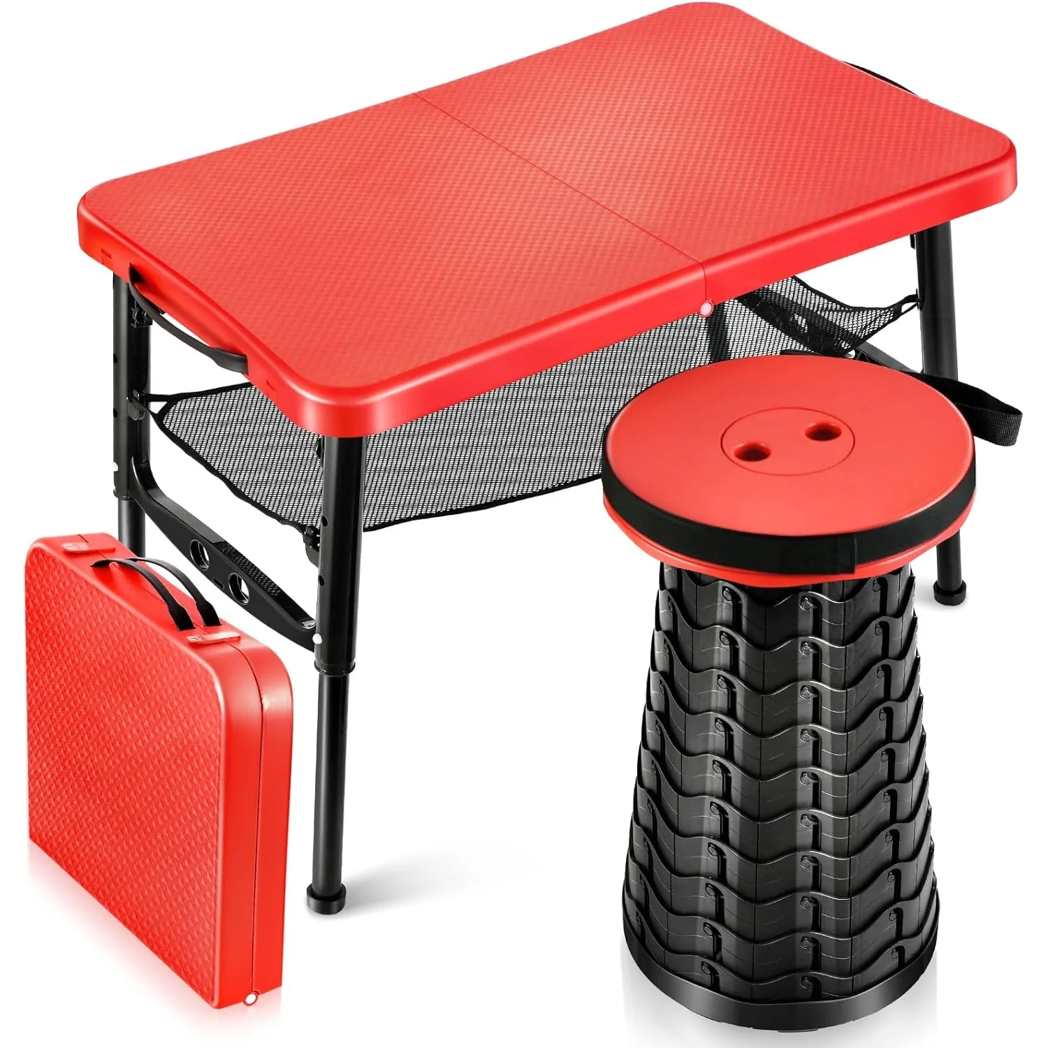 Desk Setup Ideas - Ensemble Table et tabourets pliants rétractables,