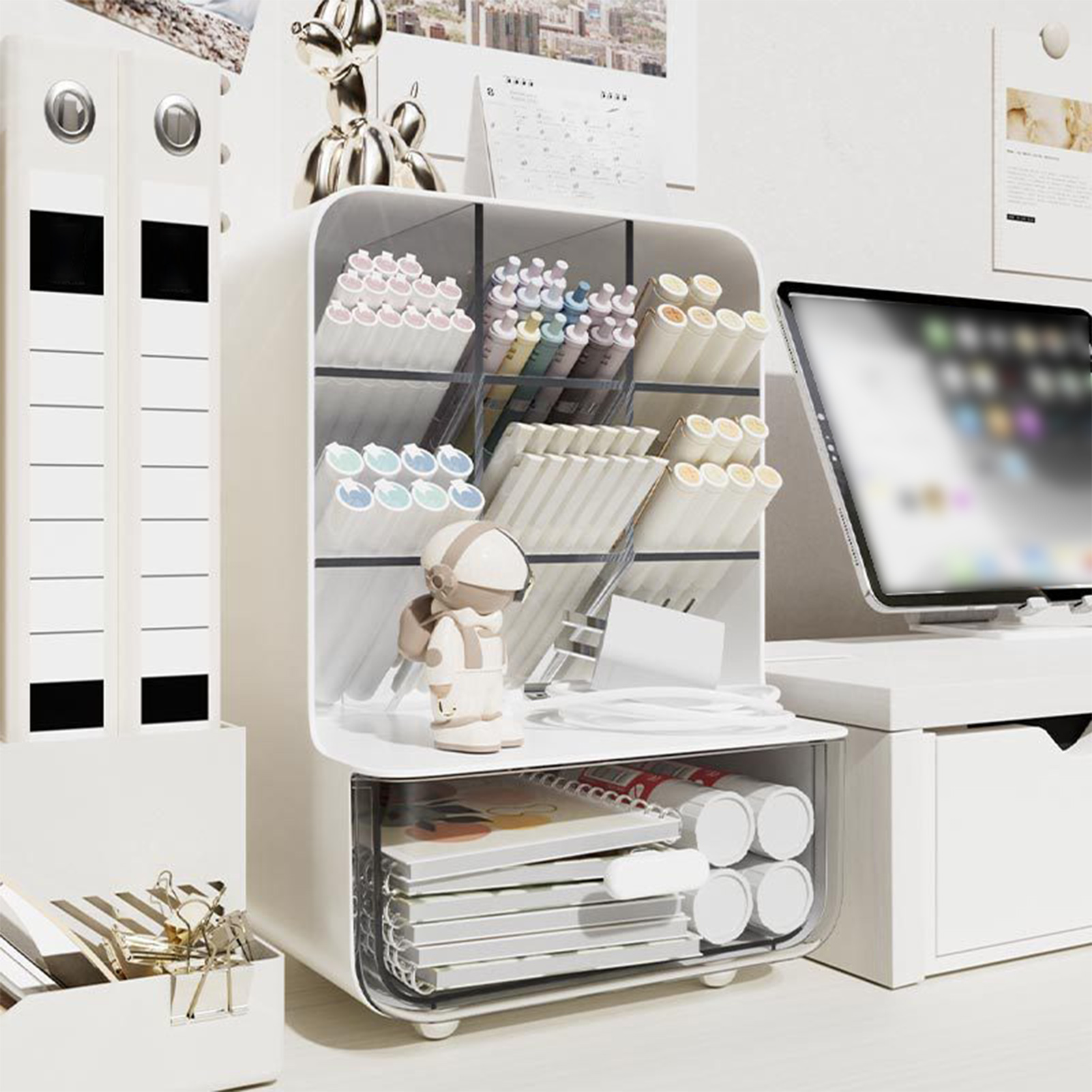 Desk Setup Organizer - Porte-stylo Oblique de grande capacité pour