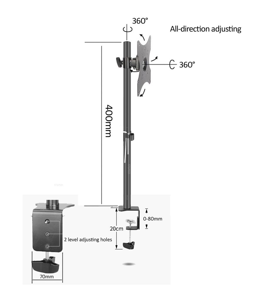 Support de bureau DL-T600-140  - Monitor Arm Clamp avis et prix