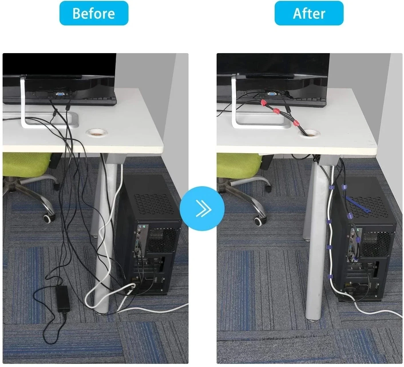 10/30/50PCS Organisateur de câ - Desk Setup Cable Management avis et prix